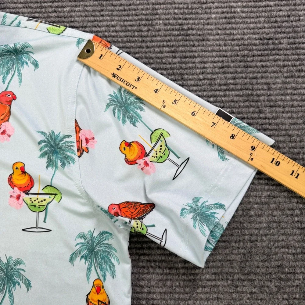 Waggle Golf Tropical Parrot Margarita Performance Polo Shirt Mens Large Casual - Picture 9 of 10